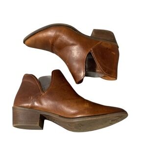 Steve Madden Austin Brown Leather V Cut Ankle Boots Women's Size 9.5 M Western